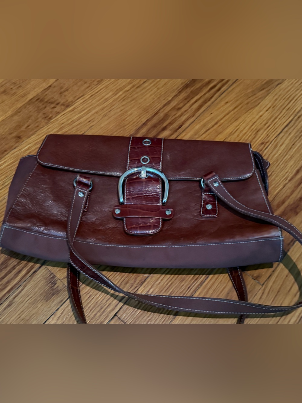 Franco Sarto Leather Shoulder Bag - Brown